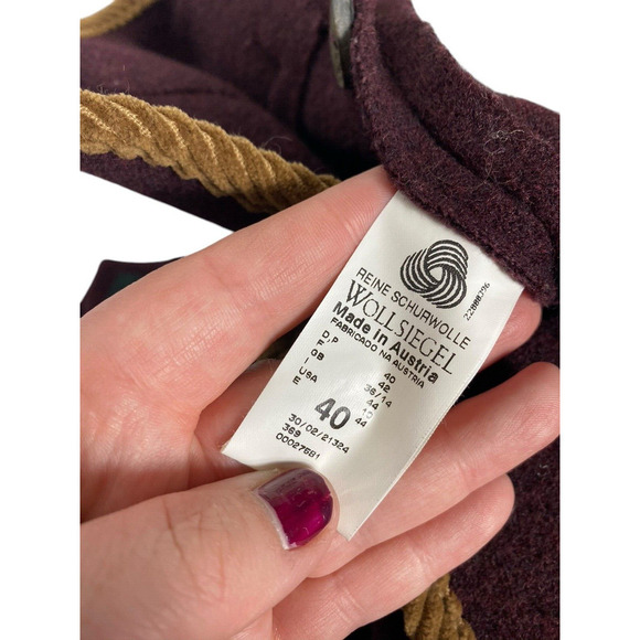 Giesswein Boiled Wool Jacket Size 40 US 10 Burgundy Red Preppy Quiet Luxury Coat - Picture 8 of 9